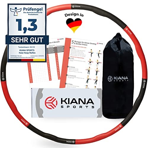 KIANA SPORTS® Hula Hoop Reifen Erwachsene [1,2 & 1,5 kg] – mit Tasche & Übungsplan – Fitnessreifen zum Abnehmen – Gymnastikreifen mit Wellen – Entwicklung in Deutschland