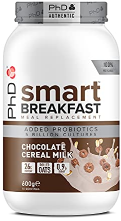 PhD Nutrition Smart Breakfast Protein Shake 600g Schoko-Müsli-Milch-Geschmack - High Protein Pulver für eine köstliche Trinkmahlzeit, Zuckerarmes Eiweißpulver mit Vitaminen und Mineralien