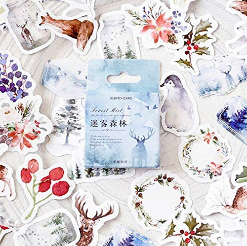 Ruluti 46pcs Winter Forest Kleintiere Paste Mini-Papier-Aufkleber-Paket Tagebuch-Dekoration Sticker Album Scrapbooking