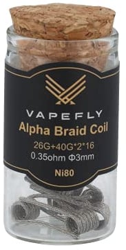 Vapefly Ni80 Alpha Braid Clapton Prebuilt Coil 26GA+40GA*2 * 16 0,35 Ohm - 6 Stück