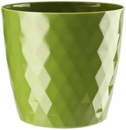 B2C Flowerpot Round Plastic plant pot Crystal Modern Decorative Small Medium Large 7 sizes 9 coolours (Green, 16 cm)