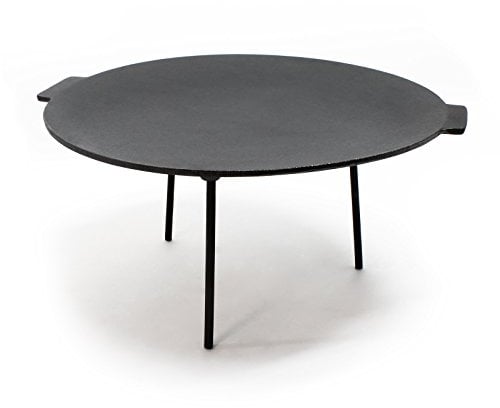 Wiltec Plancha redonda barbacoa Ø44cm horno holandés, altura 44cm, 3 patas, hierro fundido, antiadherente