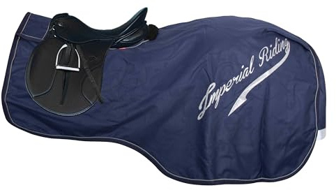 Imperial Riding Ausreitdecke IRH Super-Dry 0 g, wasserdichte Pferde-Abschwitz- und Trainingsdecke ohne Füllung mit Klettverschluss, Schweiflatz und reflektierenden Details, Navy, M
