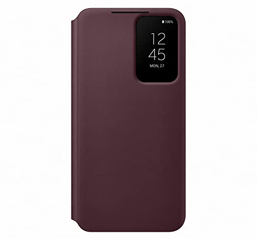 Samsung Clear View Smartphone Cover EF-ZS901 für Galaxy S22, Flip Cover, Handy-Hülle, extra-dünn, stoßfest, Schutz Case, Dunkelrot