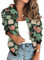 Minetom Veste Femme Motard Blouson Printemps Été Léger Bomber Blouson Outwear Zippé Imprimé Floral Court Jacket A Rose XL