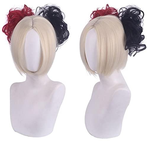2021 Movie Suicide 2 Squad Harley Cosplay Costume Quinn Black Red Yellow Mix Color Wig Halloween Cos Props