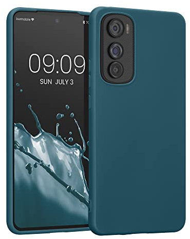 kwmobile Hülle kompatibel mit Motorola Edge 30 Hülle - weiches TPU Silikon Case - Cover geeignet für kabelloses Laden - Petrol