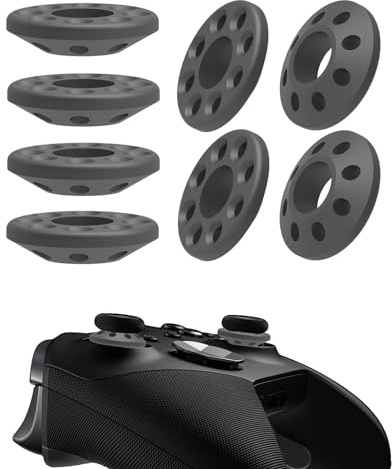 8 Pieces Precision Rings for PS4/PS5/Xbox One/Xbox Series X S/Switch PRO | Controller Thumbstick Adjustment Aim Assist Target Motion Rings Silicone Easy Hard Strength Black