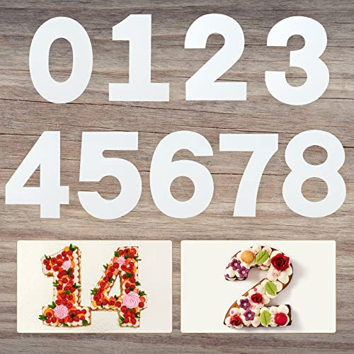4/6/8/10 Inch 0—8 Number Cake Stencils Baking Stencils 9Pcs Large Number Cake Mould for DIY Cakes Cookies, Wedding Birthday Anniversary, Christmas Wedding Birthday Cakes Cookies Pastry (8 Inch)