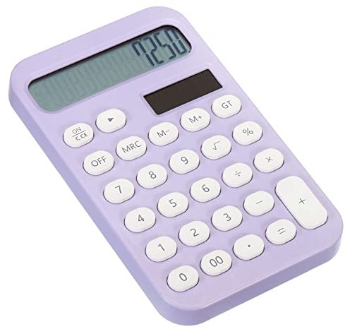 PATIKIL Carino Base Calcolatrice, Standard Funzione Portatile Desktop Elettronica Calcolatrici Grande 12 Cifre LCD Display per Casa Ufficio, Luce Viola