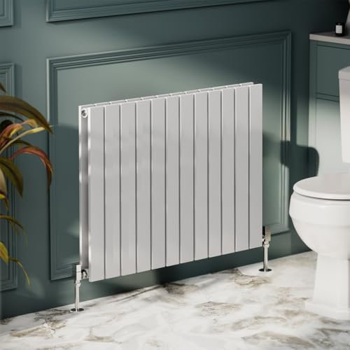 Go Bathrooms Pinta Horizontal White Radiator 600 x 816mm Flat Panel Horizontal White Double Wall Mounted Slim Designer Radiator