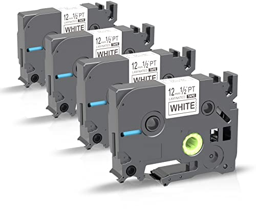 4 X P PUTY Band Kompatible zum Brother Beschriftungsgerät Bänder P Touch Band TZe Schriftband TZ Tape 12mm 0.47 als Ersatz für Brother P-Touch 12mm Tze Schriftband für PT-H105 PT-P300BT PT-H107B