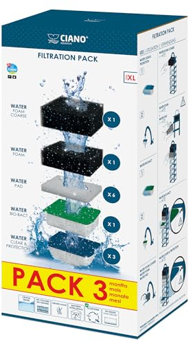 CIANO, Aquarium Consommables - Cartouches de Filtration de Rechange pour Filtre d'Aquarium- Pack 3 mois, Taille XL - Eau Cristalline pour Poissons, Sans Impuretés et Sans Odeur - Nettoyage Efficace