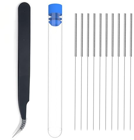 Agujas De Limpieza,Impresora 3d Agujas De Limpieza,Boquilla Limpieza Agujas Kit,Aguja De Limpieza De Acero Inoxidable,Pinza De Pila,Para Limpieza De Boquilla,10pc