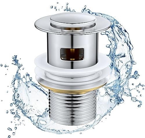 Ainiv Ablaufgarnitur Waschbecken mit Überlauf, Universal Pop Up Abfluss Ventil für Waschbecken Aller Art, Waschbecken Ablaufgarnitur POP UP Ventil mit Überlauf für Waschtisch (Kleine Abdeckung 36MM)