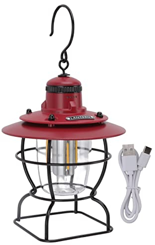 Topyond Wiederaufladbare LED-Campinglaterne, Tragbare Zeltlampe, IPX4 Wasserdicht, Variable Helligkeit Für Camping Und Outdoor(Rot)