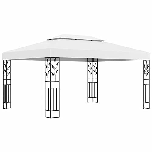 Pavillon mit Doppeldach, TANZEM Faltpavillon, Pergola, Partyzelt, Standmarkise, Sonnenzelt, Garten Pavillion, Grillpavillon, 3x4 m Weiß