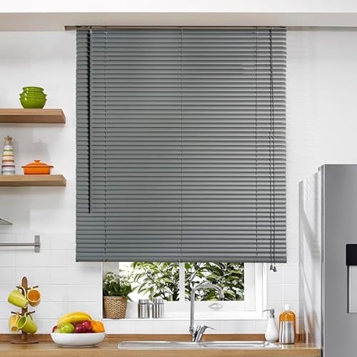 STOR PLANET | Persianas Venecianas de PVC Veneto, Cortinas con Lamas, Persianas de Interior para Ventanas y Puertas, Cortinas de Cocina, Baño, Domitorio… | Gris, 90x160cm
