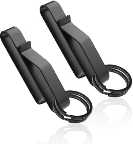 BCZR 2 Stück Gürtelclip, Schwerlast Schlüsselhalter Gürtel, Edelstahl Männer Schlüsselanhänger Taktischer Schlüssel Clip Für 3,8-5,7Cm Breite Dienstgürtel, Mit 4 Metall Schlüsselringen(Schwarz)