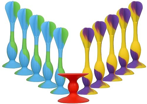 HugOutdoor Single Head 10Pcs Saugnapf Darts 12.5 cm Große Größe Silikon Sauger Soft Dart Kinder Sticky Spielzeug Indoor Outdoor Werfen Spiele (D-10+1)