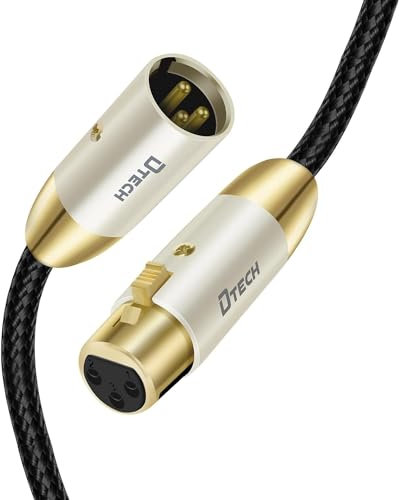 DTech XLR to XLR Microphone Cable Male to Female Balanced Audio Cord for Mic Speaker PA Systems Standard 3 Pin Gold Plated Connectors Nylon Braided Instrument Wire (1M)