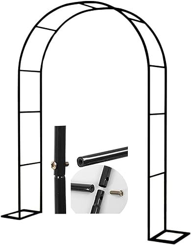 GueTTO Rosenbogen aus Metall Schwarz Verzinkt Hochzeitsbogen Rankhilfe Gartenbogen Rankgitter Rosen Bogen Edelstahl Rankbogen Hochzeit Torbogen,Einfache Montage, mit Sockel,W120*H220cm