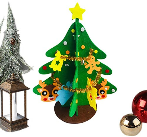 FOUNCY Albero di Natale in feltro 3D, albero di Natale tridimensionale non tessuto, decorazione per albero di Natale per Capodanno e Natale