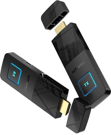 MT-VIKI HDMI Wireless Transmitter Receiver HDMI Drahtloser Sender und Empfänger 2.4/5GHz HDMI Adapter zum Video von Laptop, PC auf Monitor Projektor HDTV Plug&Play 30M 1080P@60z Anzeigeleuchte