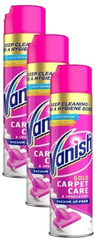 Vanish Gold Oxi Action Upholstery & Carpet Cleaner, Stain Remover Foam for Large Area Cleaning 600 ml | Removes 3x More Dirt & Pet Hair vs Vacuuming Alone | Neutralises Odours | Deep Clean | Pack of 3