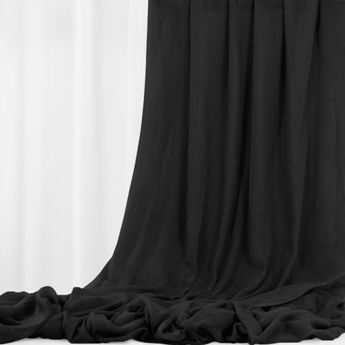 Schwarz Käsetuch Dekostoff für Tischläufer Hochzeitsbogen Querbehang, Weich Dünn Drapierungsstoff DIY Käsetuchstoff für Stuhlschärpe Servietten Hochzeitsdekoration - 9,2 m x 90 cm