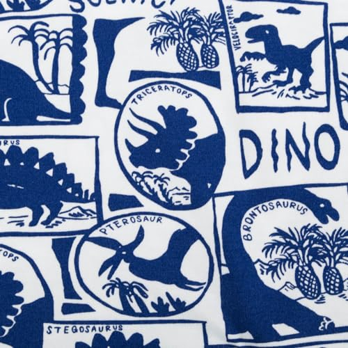 Jersey Stoff DINO SCENIC Dinosaurier weiß blau 1,5m Breite