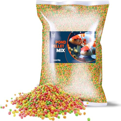 Mersjo Fischfutter für Teichfische, Pond-Fischfutter für Teichfische, schwimmfähige Futter Pellets für die tägliche Fütterung, 5 kg, 6 mm Körnung