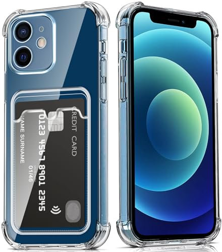 DEVASO Coque pour iPhone 12 avec Porte Cartes, Souple TPU Silicone Transparente Protection de la Caméra Étui Portefeuille Lentille Anti-Rayures Carte Housse
