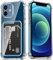 DEVASO Cover per iPhone 12 con Porta Carte, Portafoglio Custodia Protettiva in Silicone Sottile Morbido TPU Trasparente Anti-Graffio Tasche Case