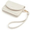 CLUCI Geldbörse Damen Klein Leder, Mini Portemonnaie, Slim Wallet for Women, Kartenetui mit Armband Kartenhalter Portmonee (Beige)