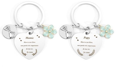 Cadeau Fête des Grand-Mères - Porte-Clefs Mamie et Papy