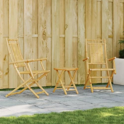 LLEZKBR Gartenmöbel-Sets, 3-teiliges Bistro-Set, Bambus