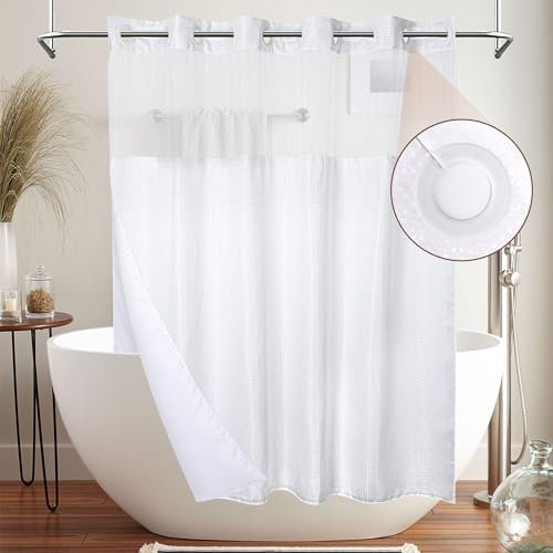 MEKOTRIN Tenda da Doccia a Nido D'ape con Fodera a Scatto Tenda da Bagno in Stile Hotel Finestra Superiore in Rete Resistente All'acqua Lavabile (WHITE)