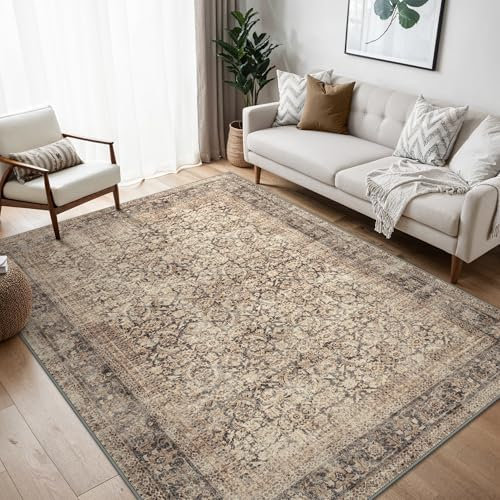 BEIMO Boho Teppich Wohnzimmer Schlafzimmer Vintage Waschbare Teppich Kurzflor rutschfest Teppiche für Küche 120X170CM