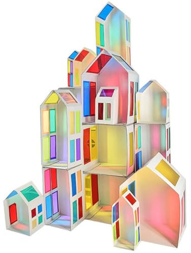IKOPFLN Bastelset Kinder Lichthaus DIY 2 Stück - Kreatives Traumhaus Bastelset mit Buntglas-Effekt,Wanddekoration für Kinderzimmer & Klassenzimmer,Martin Laterne - Basteln Geschenk ab 3 Jahre
