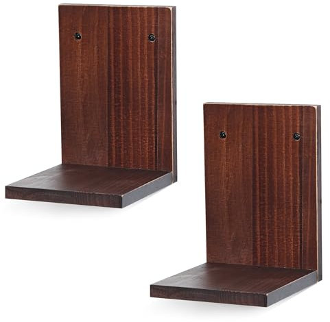 NIUBEST Pequeños estantes flotantes de pared de madera, juego de 2 unidades, almacenamiento de plantas, decoración colgante para sala de estar, dormitorio, baño, cocina, oficina (nogal rústico)