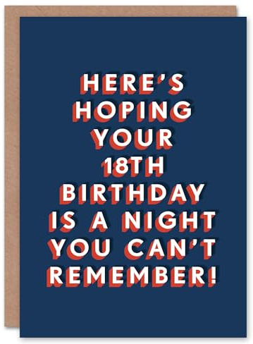 Artery8 Night Can't Remember Eighteen 18 Year Old 18th For Him Birthday Card