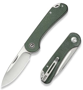 CIVIVI Elementum Slip Joint Folding Pocket Knife 7.52 CM 14C28N Blade Canvas Micarta Handle, Outdoor EDC Knife C18062AJ-2 (Green)