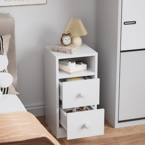Bonnlo Table de Chevet, Tables de Nuit avec 3 Tiroirs, Polyvalent, Commode Chambre, pour Salon,Chambre, Bureau, 25 x 30 x 60 cm (1)