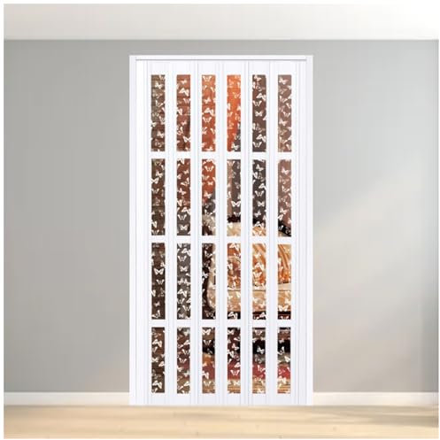 Porta a Soffietto da Interno Porte Divisorie A Fisarmonica Interno, Schermo Per Porta Scorrevole In PVC Porte A Soffietto Personalizzabili, Finestre In Acrilico Con Motivo A Farfalle(70x80in (178x203c