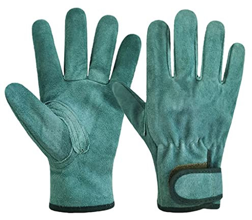 GYBBHia Guantes De Soldador Cuero Vaca Duraderos Ignífugos Herramientas Mano Metal Soldadura Seguridad(M)