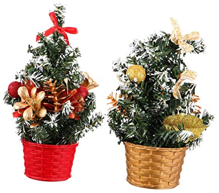 2 Stück Kleiner Weihnachtsbaum Tischdeko aus PVC, Feuerfest | Wohnzimmer und Weihnachtszeit, Festliche Atmosphäre, Platzsparend Verstaubar, Fensterbrett und Desktop