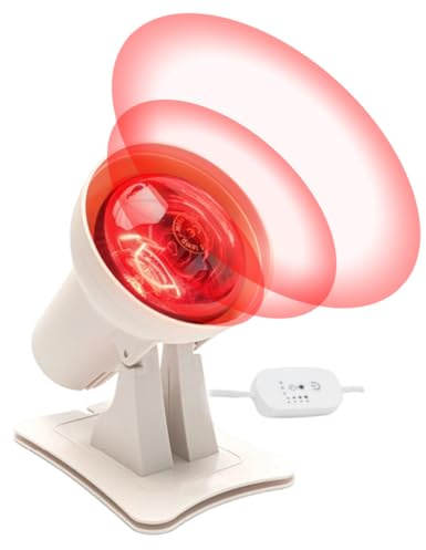LUPATDY Infrarotlampe,Rotlichtlampe,Wärmelampe,150 Watt mit Zeitschaltuhr und einstellbarer Temperatur，Winkel einstellbar für entspannende Muskelermüdung
