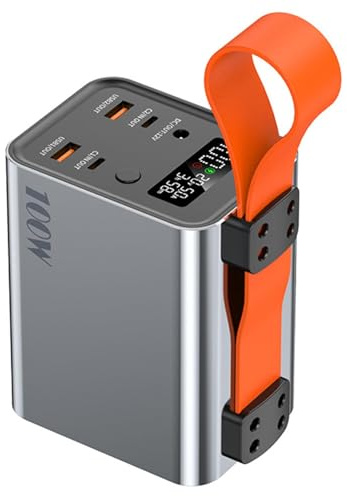 60000mAh 100W Super Fast Charging Power Bank, 4-Port Portable Charger with 22.5W PD Type-C for Laptop, iPhone, Samsung, Tablet - Grey