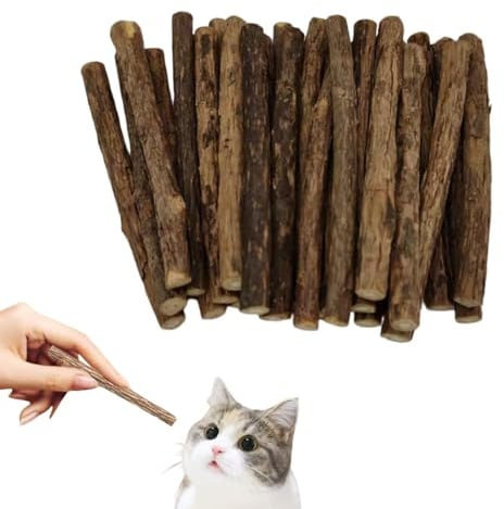 GNALIA Erba Gatta 30 Pezzi Bastoncini Naturali Matatabi Marroni 120X6Mm - Per Giochi Masticazione E Igiene Dentale Gatti